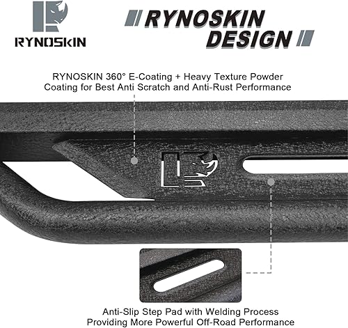 Miniatura 7 de RYNOSKIN Estribos para Ford Bronco 2021-2023 4 puertas resistente para todo terreno todoterreno barras Nerf de acero rieles de escalón textura