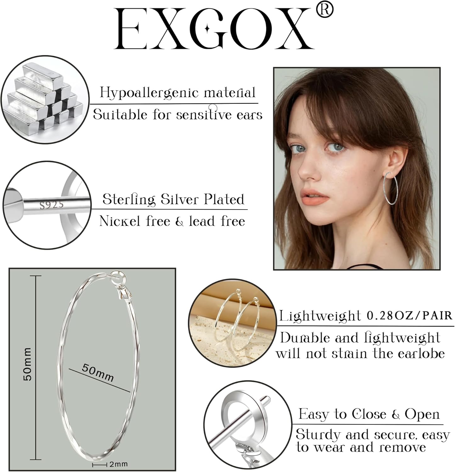 2MM Thin Gold Hoop Earrings Sterling Silver Post Hoop Earrings For Women Diamond-Cut Gold Hoops Earrings 14K Gold Plated Hoops Earrings Lightweight Hypoallergenic Oversize Gold Earrings For Women - Image 3