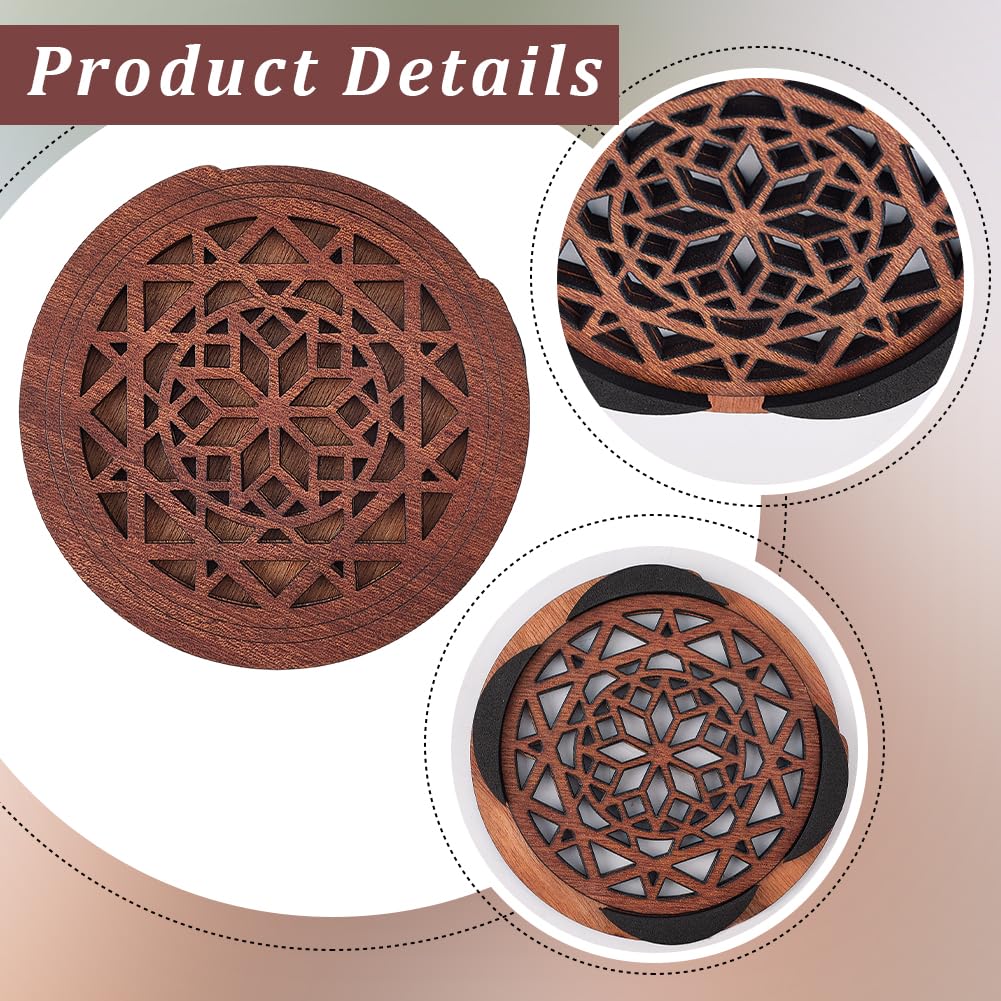 Cache Rosace En Bois Pour Guitare Acoustique - Motif Floral évidé - Diamètre 10.5 Cm, épaisseur 1.8 Cm - Réduit Le Larsen, Protection De La Rosace - 12