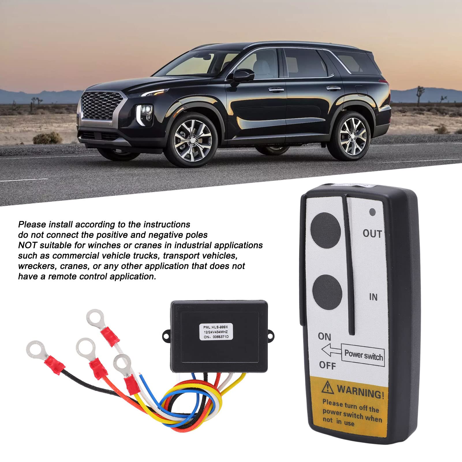 Kit Telecomando Wireless per Verricello con Ricevitore, Accessorio Universale a Lungo Raggio 12V 24V 75Ft con Interruttori e Indicatori, Buon Effetto Anti-Interferenza