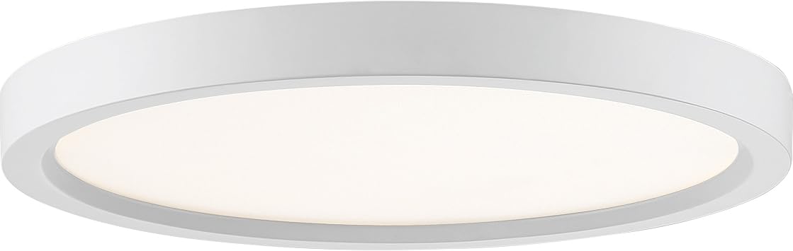Quoizel Outskirts Round Flush Mount Ceiling Light، بريق أبيض مقاس 11 بوصة، مصباح LED متكامل عاكس 1500 لومن، 14 واط، قريب من تركيبات إضاءة السقف للممر أو المطبخ أو غرفة النوم أو الحمام