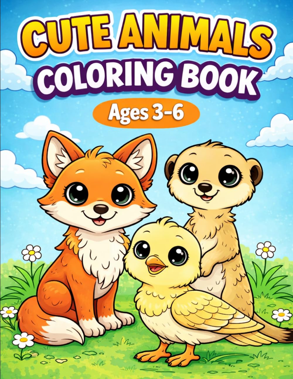 Cute Animals Coloring Book for Kids: Easy and Fun Animal Coloring Pages for Toddlers and Kids Ages 3-6 | 30+ Adorable Animals to Color