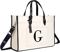 Vista 13 de TOPDesign Initial 15.6" Laptop Tote Bag for Women, Personalized Canvas Work Purse, Business Briefcase & Office Handbag