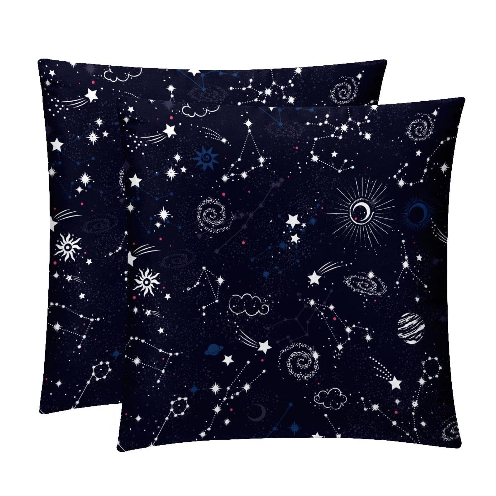 TDGKPZ Space Galaxy Throw Pillow Cases 2 Pack Pillowcases Zipper Cushion Covers For Bedroom Living Room 40x40cm