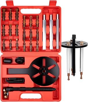 Clatoon 21 in 1 Bearing Puller, Bearing Puller Kit with Curved Hook and Red Steel Collet Multifunctional Bearing Removal Tool, Bearing Disassembly Gear Three-Jaw Puller