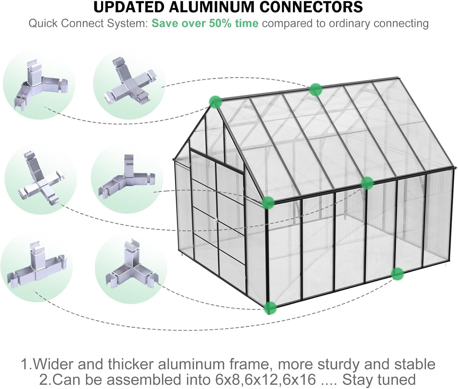 10x12x10 FT Large Greenhouse, Easy Assembly Thicker Aluminum Hybrid Polycarbonate Greenhouses for Outdoors w/2 Windows,Heavy Duty Walk-in Greenhouses for Outside, Backyard, Graden