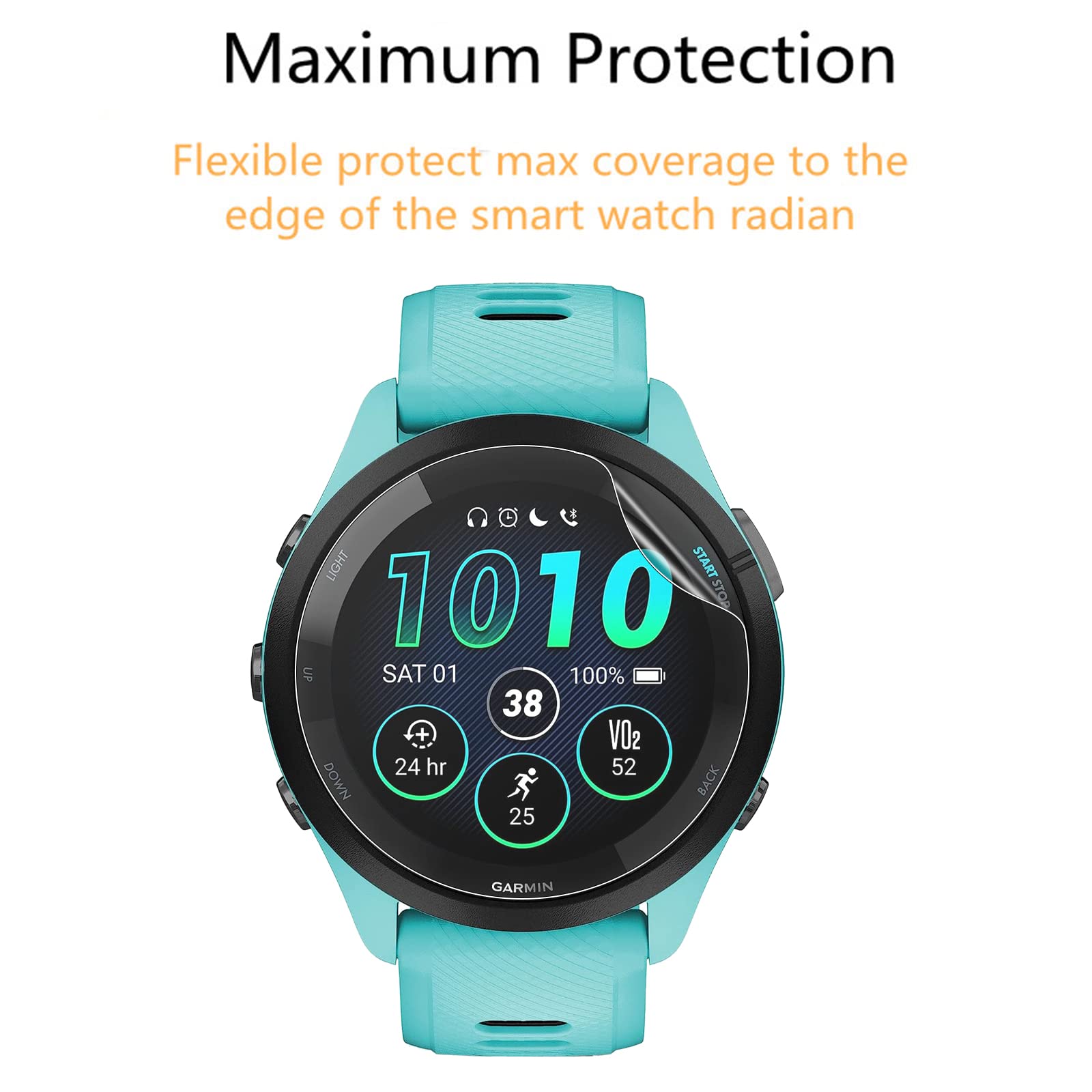 3 Pellicole TPU Per Garmin Forerunner 265/265s – Trasparenti, Anti-Graffio, Auto-Riparanti, Senza Bolle