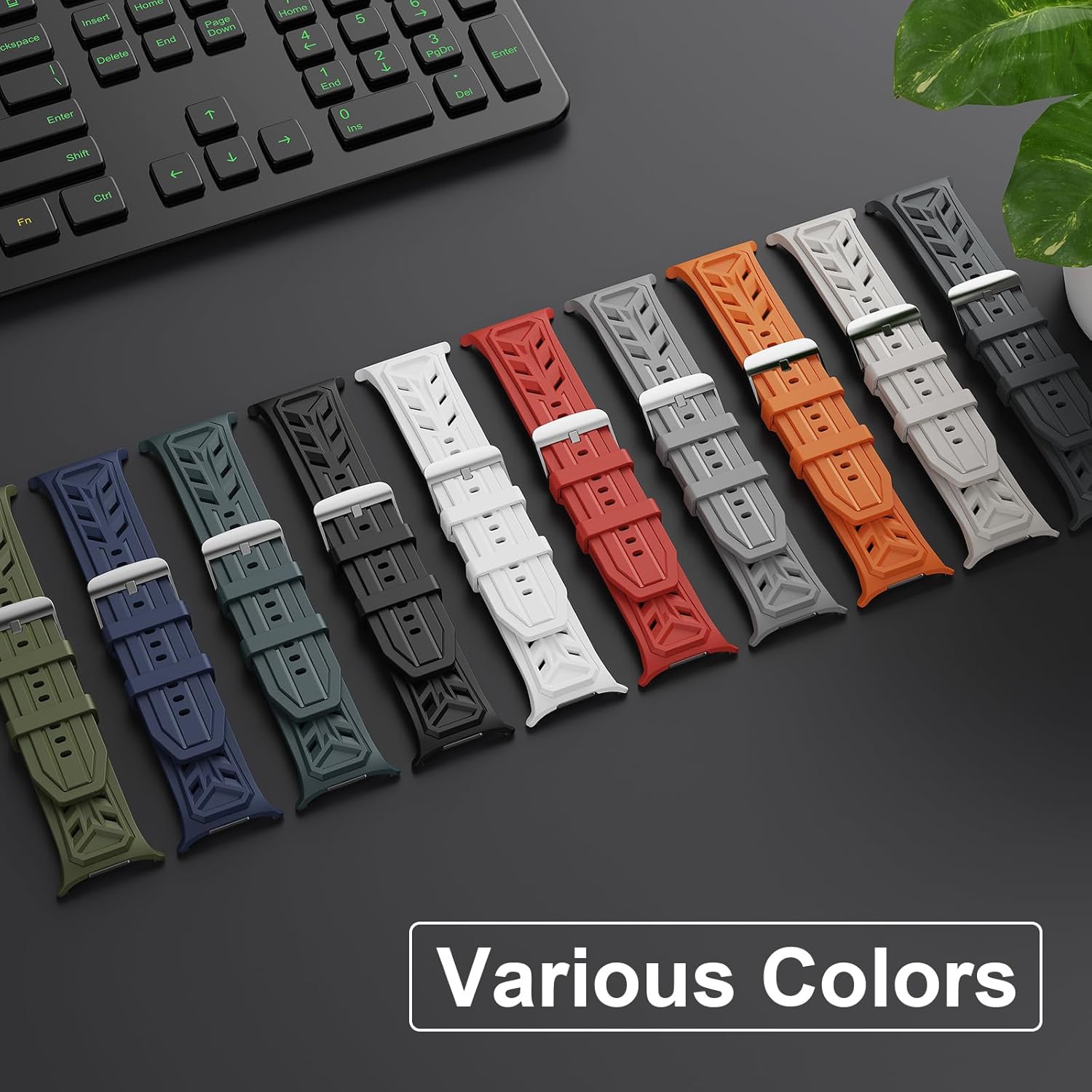 Rugged Armor Band Compatible with Samsung Galaxy Watch Ultra Band 47mm (2025/2024), Silicone Sport Galaxy Watch Ultra Bands for Men Women - Image 7