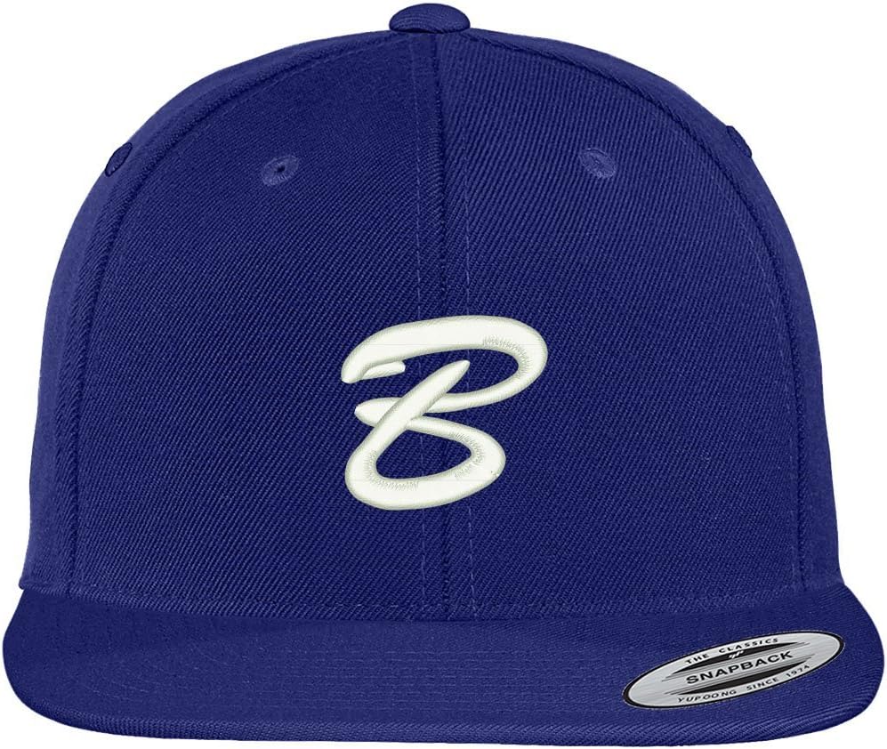 Trendy Apparel Shop Letter B Brushed Script Embroidered Flat Bill Snapback Baseball Cap