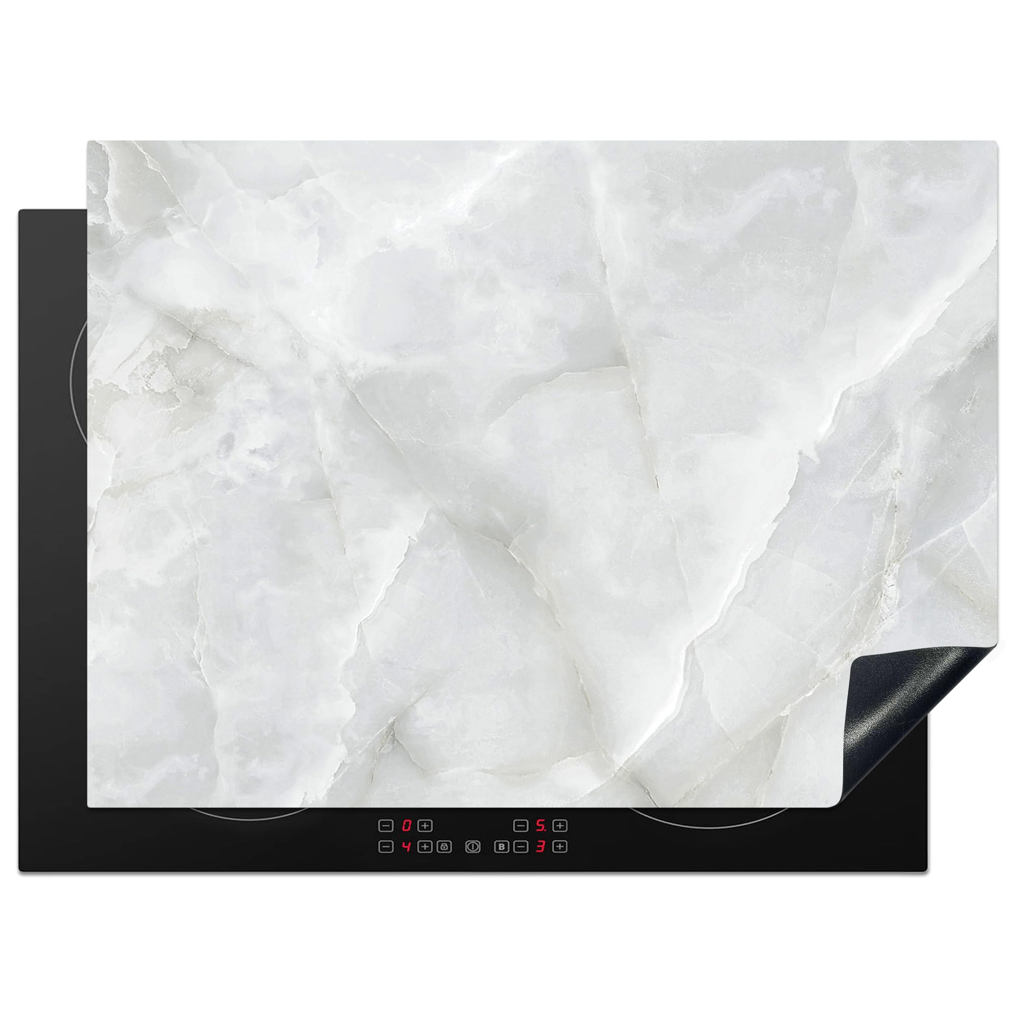 KitchenYeah© Induction Hob Cover Protector Mat 20.5"x28" / 71x52 cm Kitchen Universal Ceramic Covers for Electric Cookers Vinyl Marble - White - Patterns - Stone - Marble Look — image 1