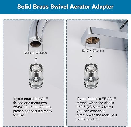Miniatura 3 de Kit de adaptador de grifo Hibbent, adaptador de aireador giratorio para conectar manguera de jardín - Adaptador de grifo de fregadero de cocina