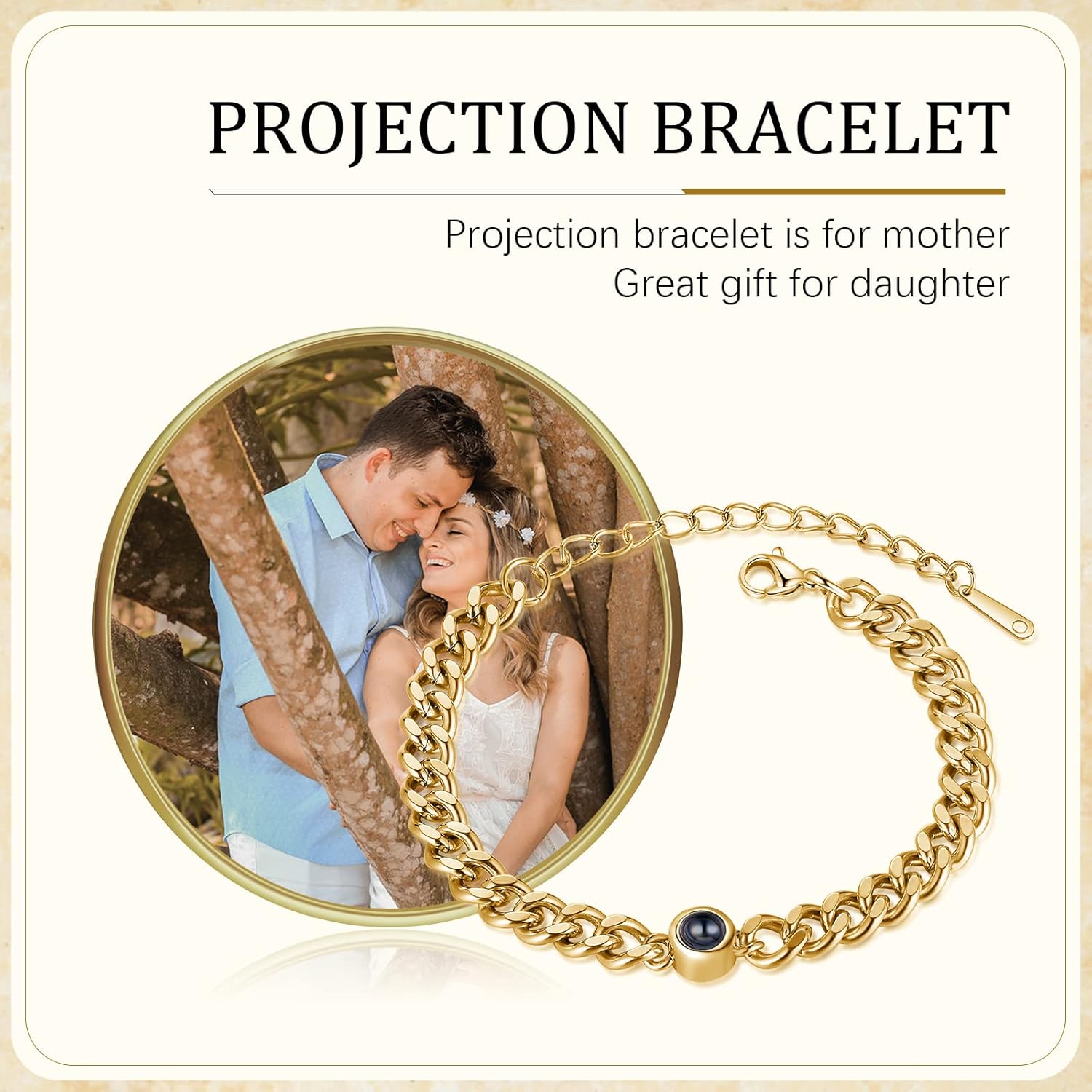 Custom Photo Bracelet Personalized Picture Projection Bracelets Circle Photo Bracelets for Women Men Couples