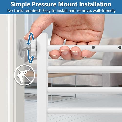 Miniatura 5 de Malier Puerta para perros con una puerta pequeña, puerta corta extra ancha de metal para perros, puerta corta para mascotas para escaleras, montaje