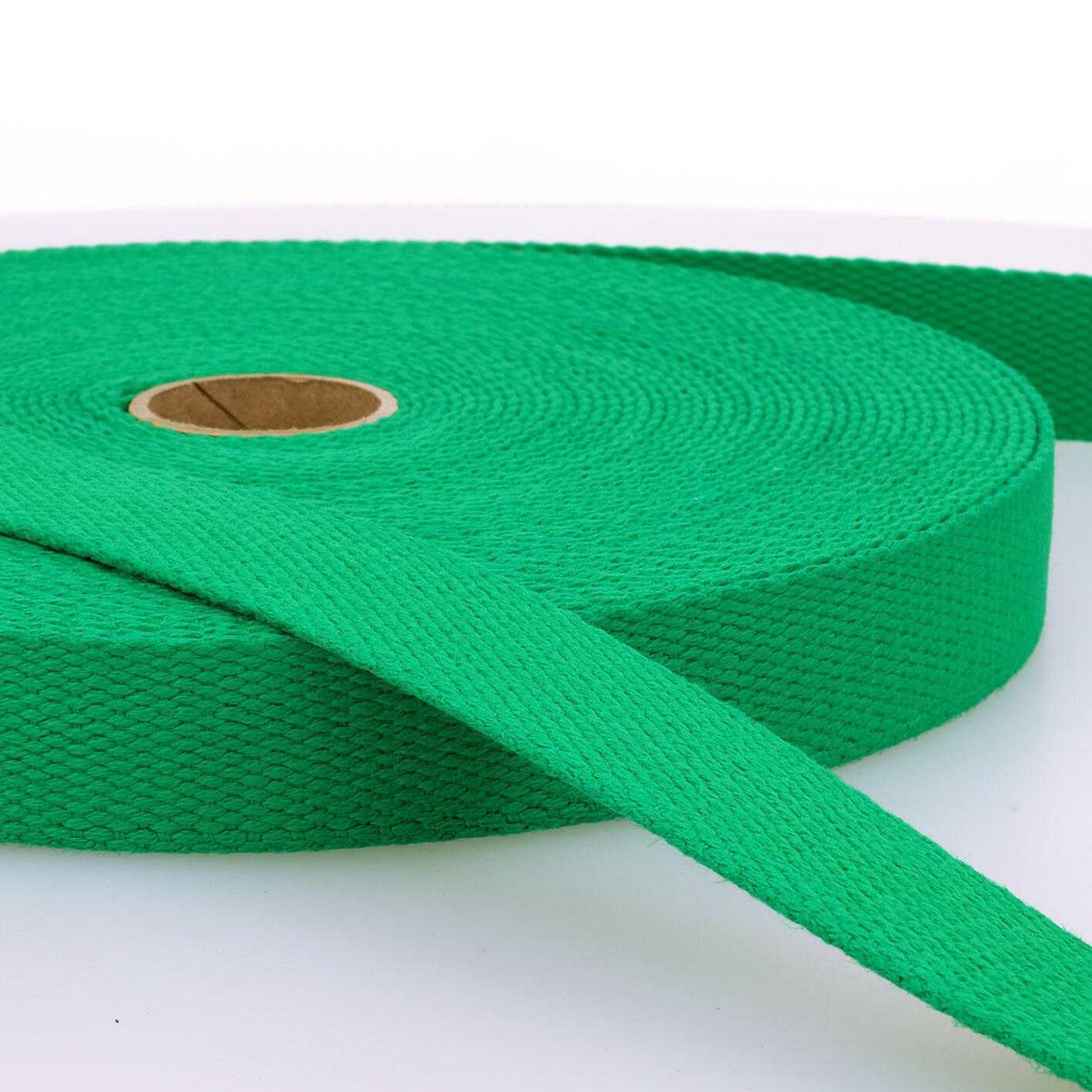 25mm Cotton Webbing 2mm Strap 231D, 015 Emerald Green, 1 Metre โ image 1