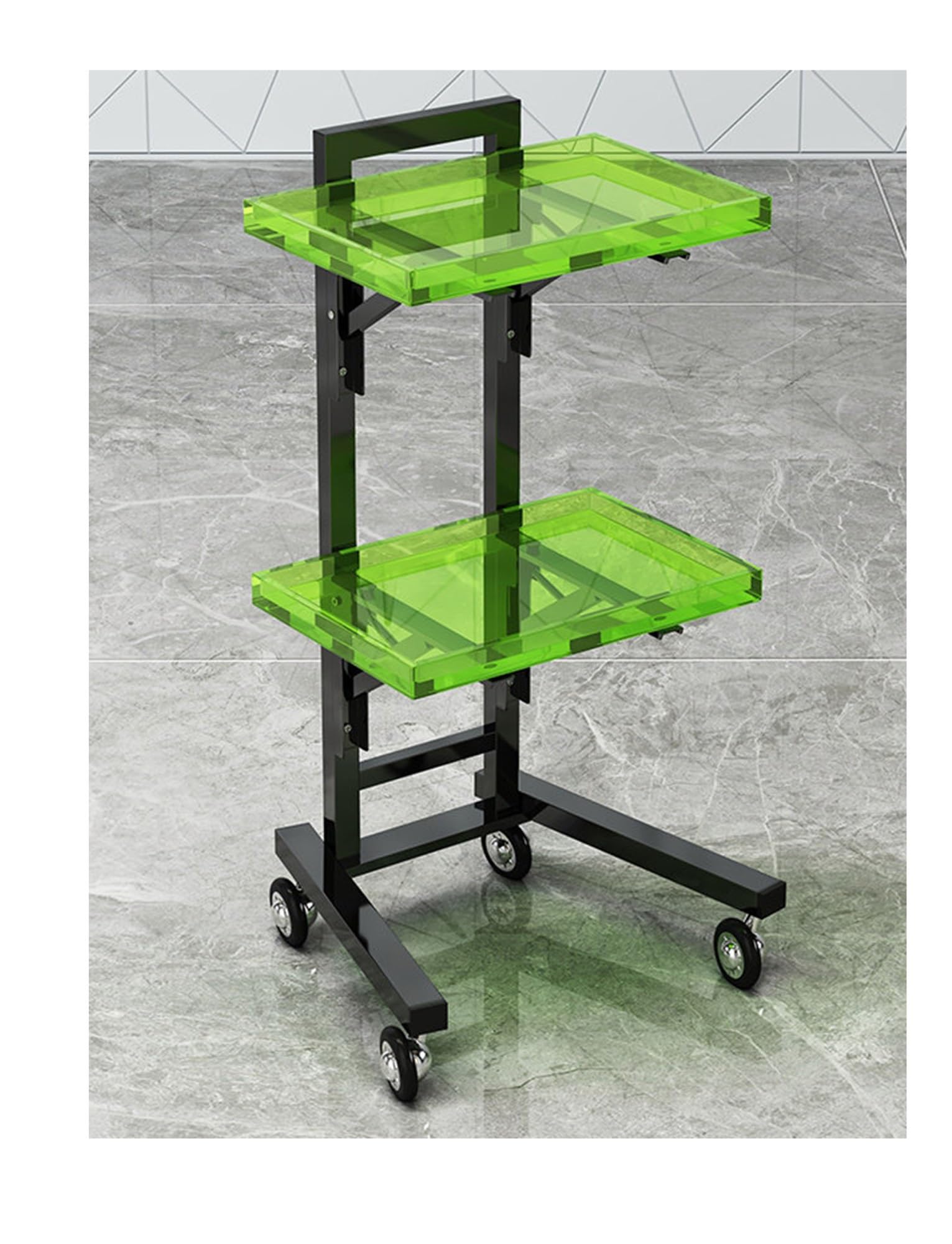 Chariot roulant pliable à 2 niveaux en acier et acrylique type 5