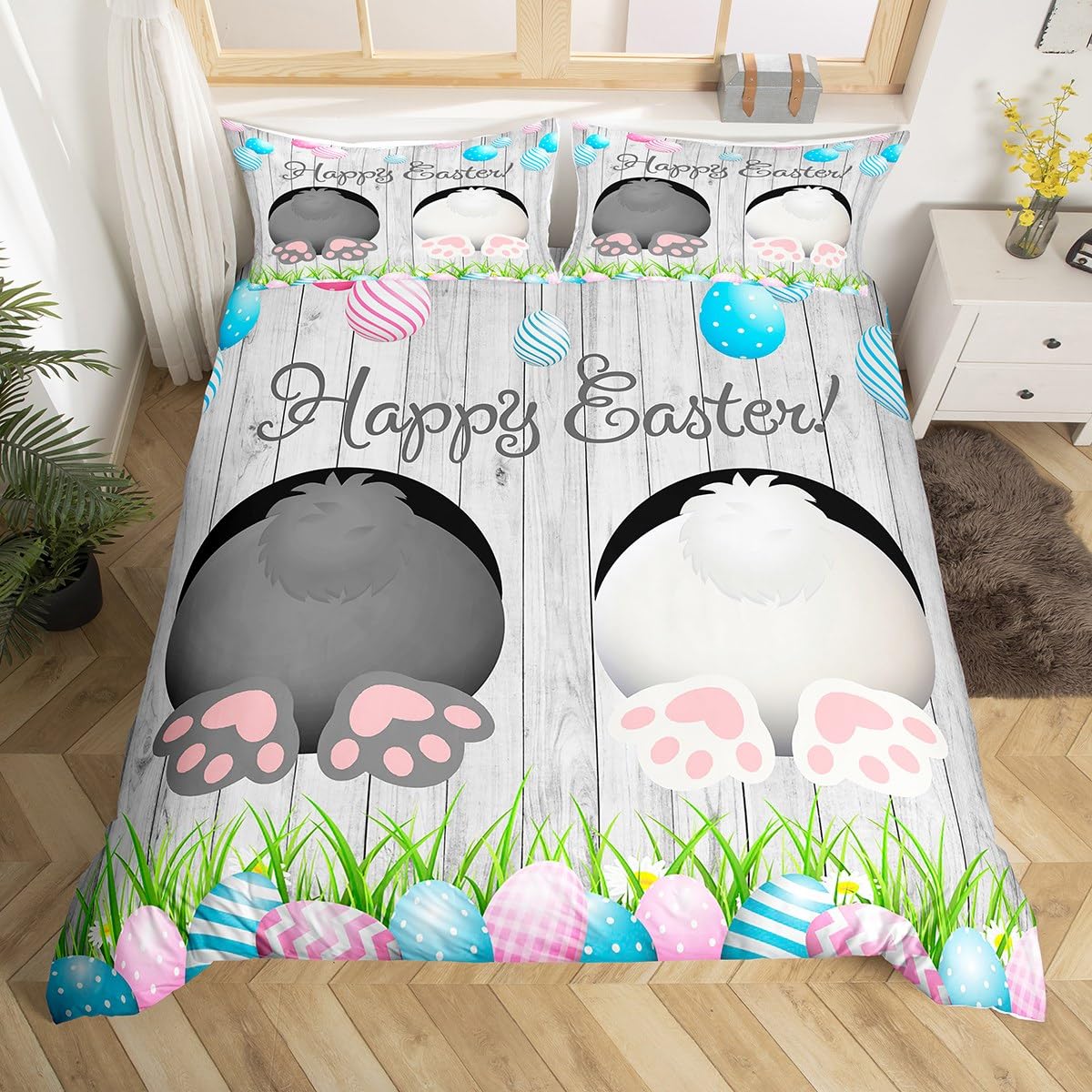 Housse de couette lapin pour lit King Size avec taies d'oreiller Loussiesd