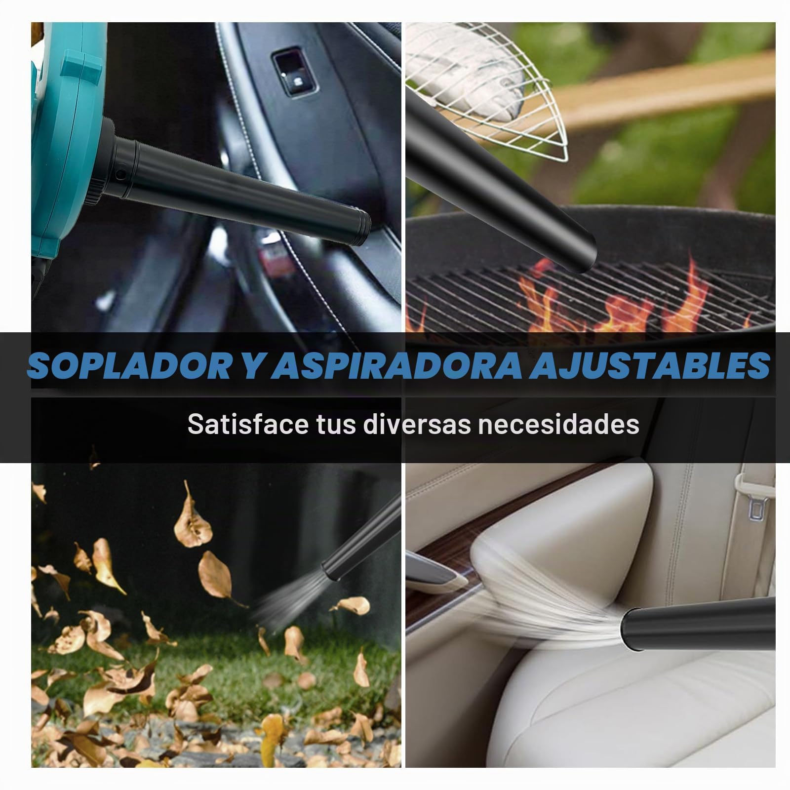 Soplador de Hojas inalámbrico, con 2 baterías de 3000 mAh de 18 V, 2 en 1, soplador de Hojas eléctrico de construcción Ligera y Aspirador para el Cuidado del césped, Burbujas de Hojas | Motor de núcleo de cobre de 16000 rpm. Regulación de velocidad contin