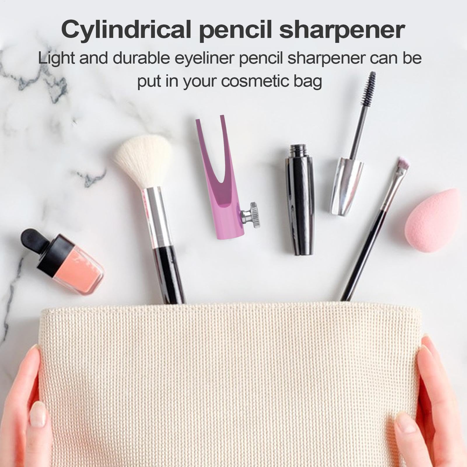 Pire à crayons pour les femmes, taille-crayon à crayons à sourcils,De dispositif de taille-crayon cosmétique des voyages - Outil d'aiguisme portable du stylo à sourcils pour petite amie, femme, ami