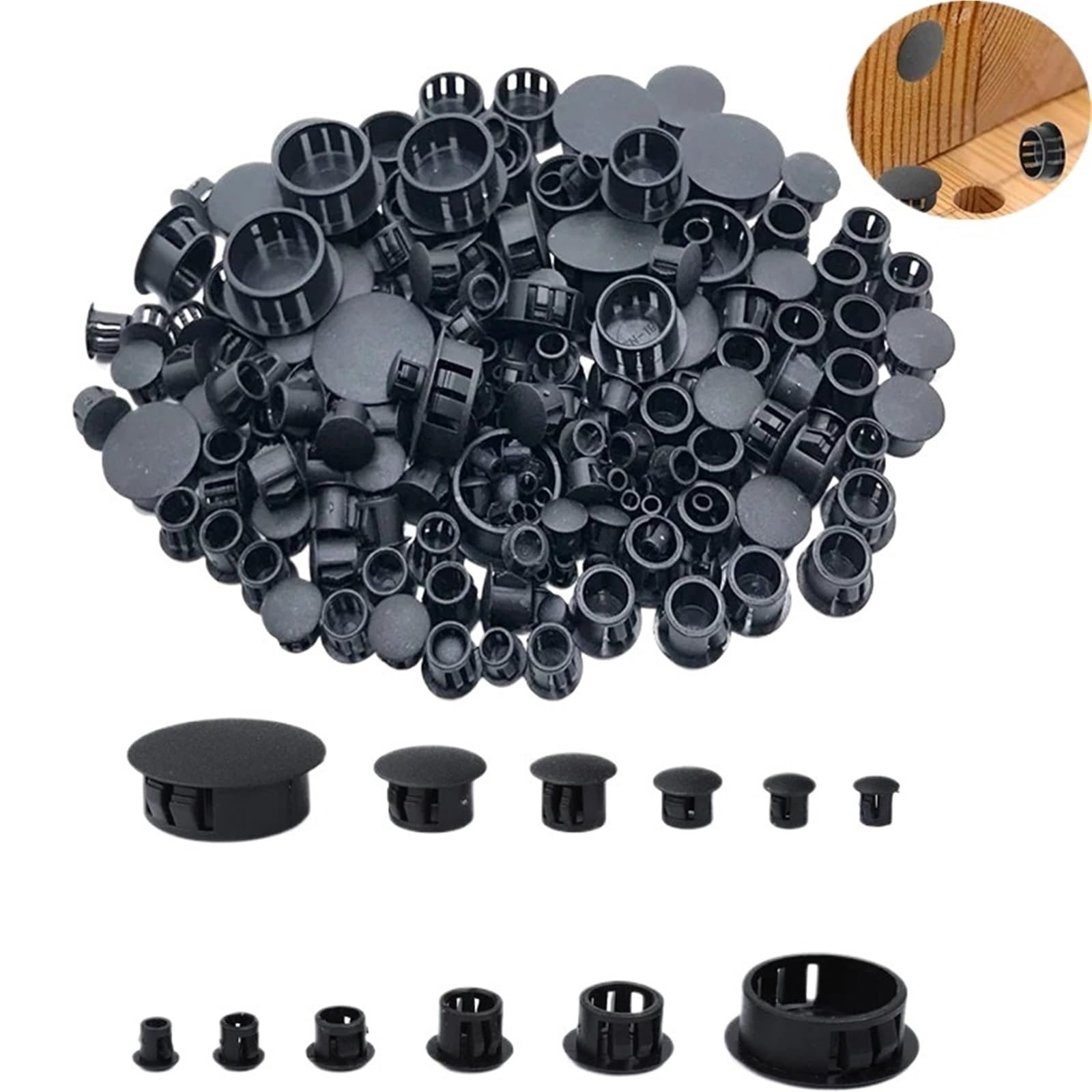 Plastic Hole Plug Snap-on Cover Nylon Plugs Dust Caps Flat Head Reserved Plugging(13mm 50pcs)