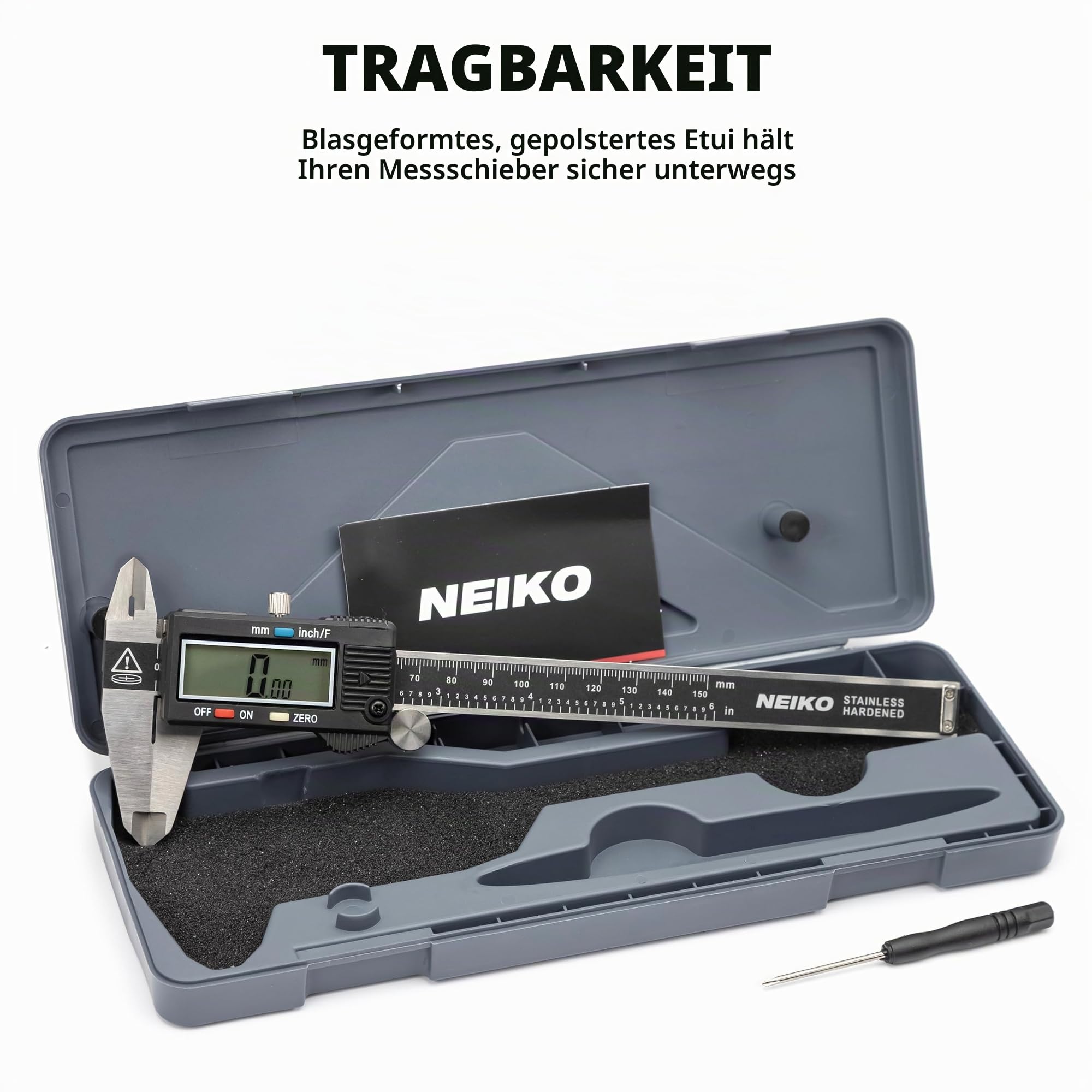 Neiko® 01407 A ELECTRONIC DIGITAL Messschieber mit extra großen LCD-Bildschirm | 0–15,2 cm | Zoll/Brüche/Millimeter Umwandlung, 01407A