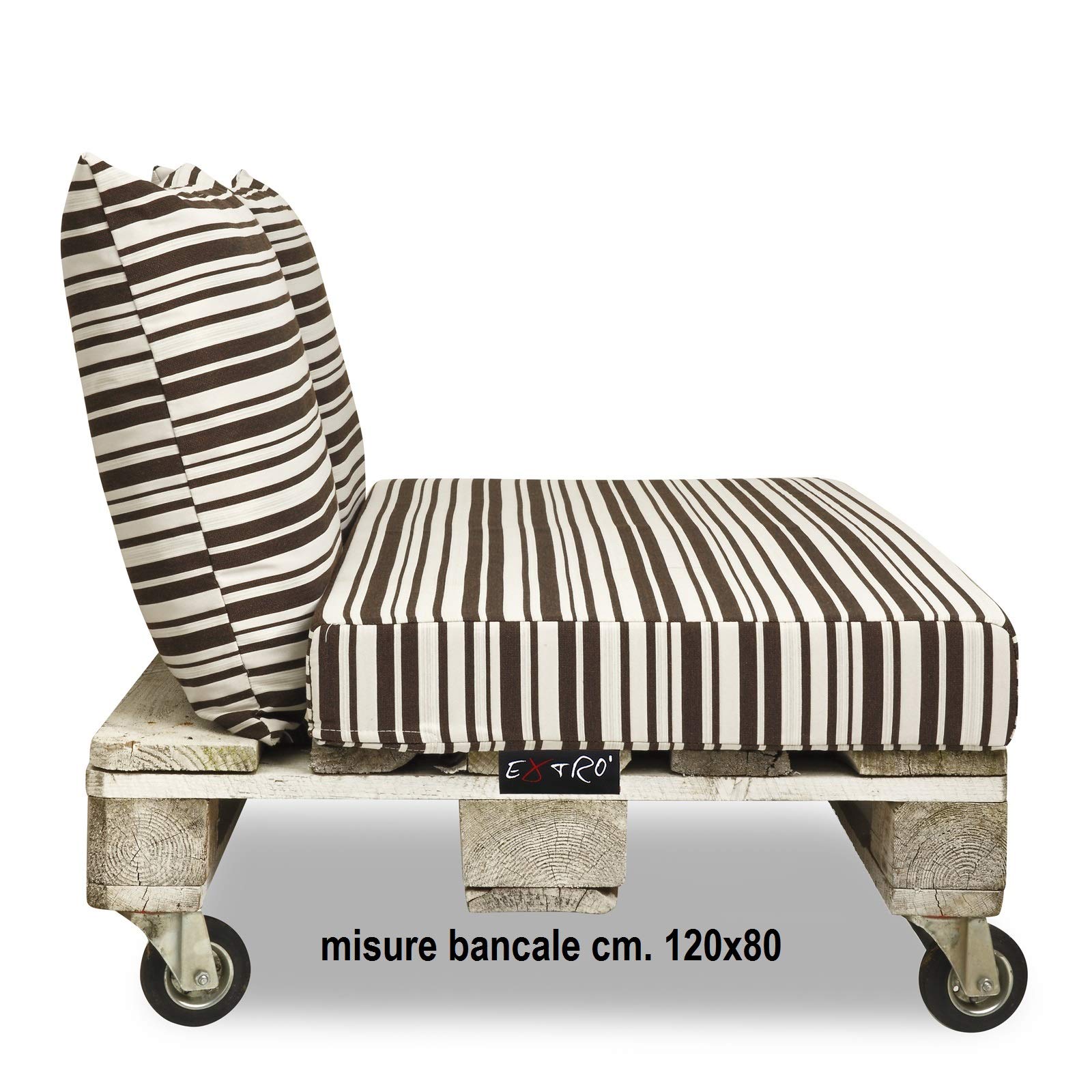 Set Cuscini Belem Ecopelle Blu Mis.120x60 sp.11 cm+ schienali 60x60 pz.02 Esterno/Interno arredo Pallet da Giardino Divanetto per bancale Cuscini Interno Poliuretano Tessuto Lavabile Sfoderabile