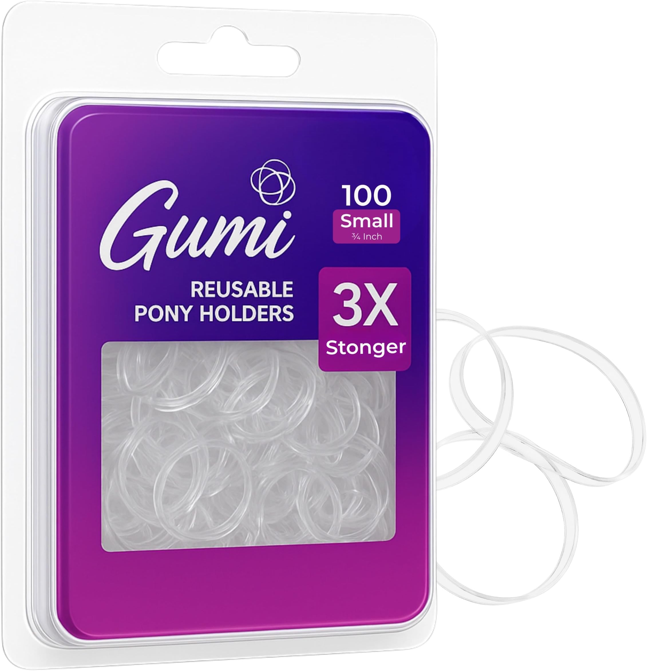 Hair Elastics - Ouchless No Damage Elastic Hair Bands (Clear - Small)