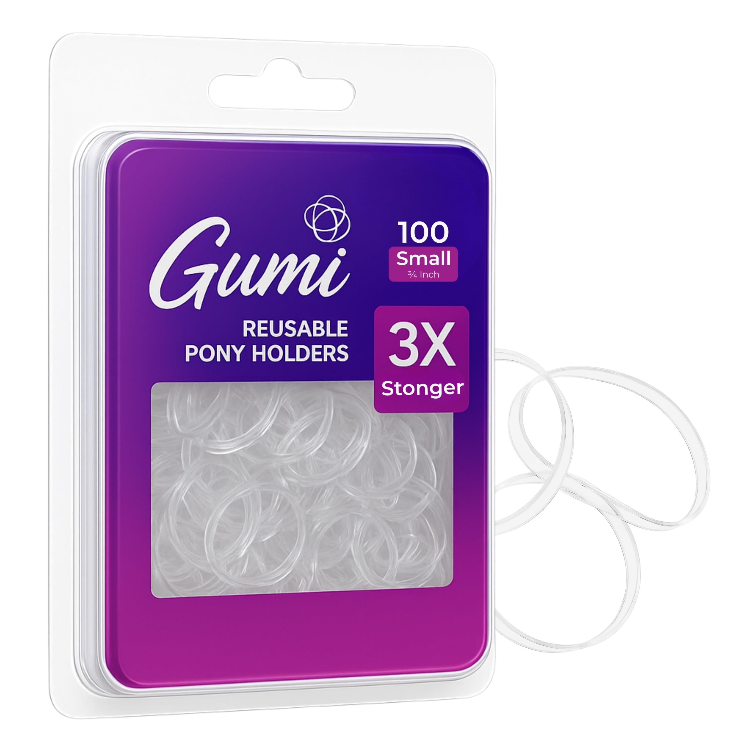 Hair Elastics - Ouchless No Damage Elastic Hair Bands (Clear - Small)