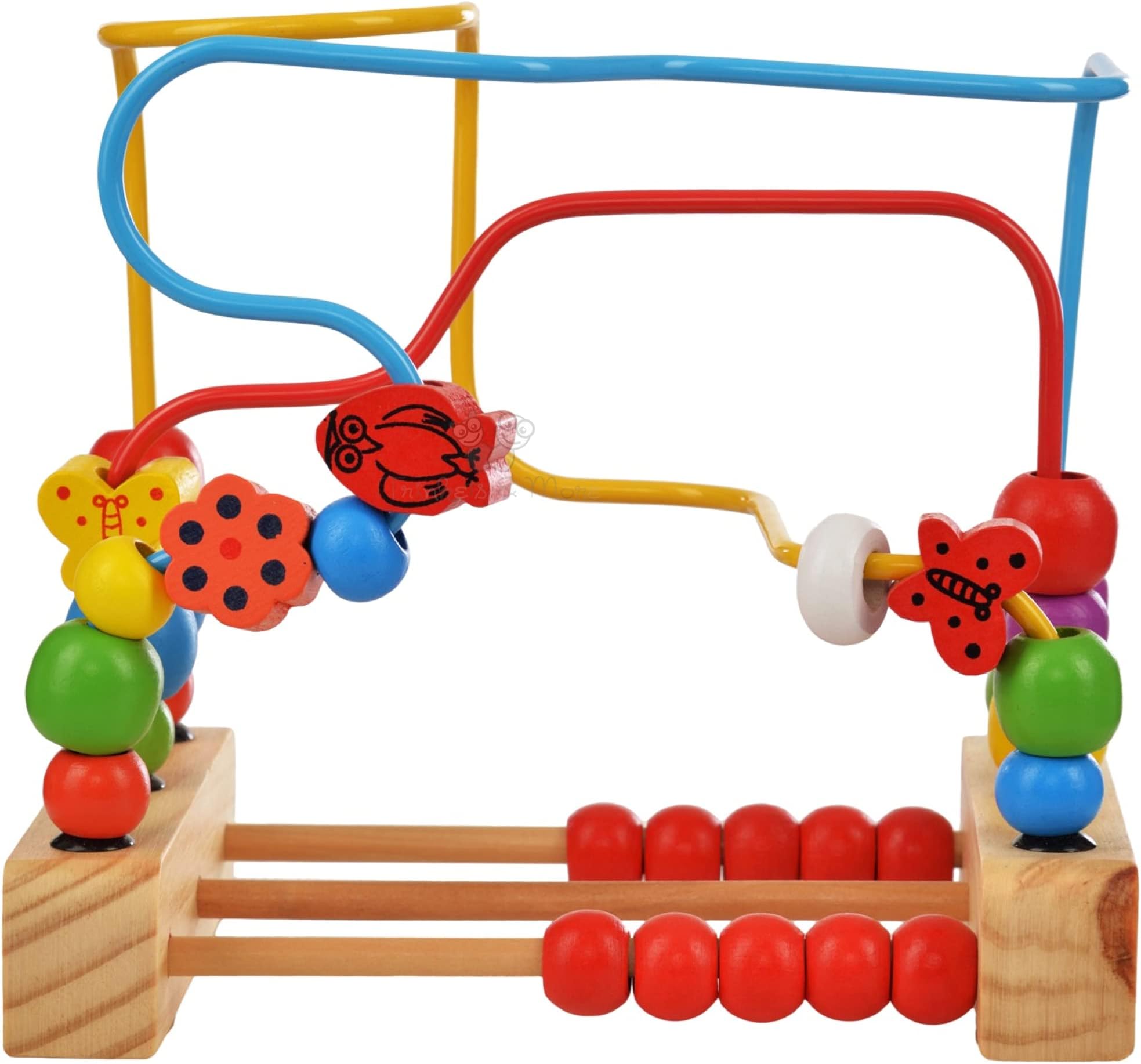Trinkets & More - Wooden Beads Maze (30 Pieces) Puzzle Game Roller Coaster Toddler Large Abacus Learning Activity Centre Kids Educational Toys 12 Months+
