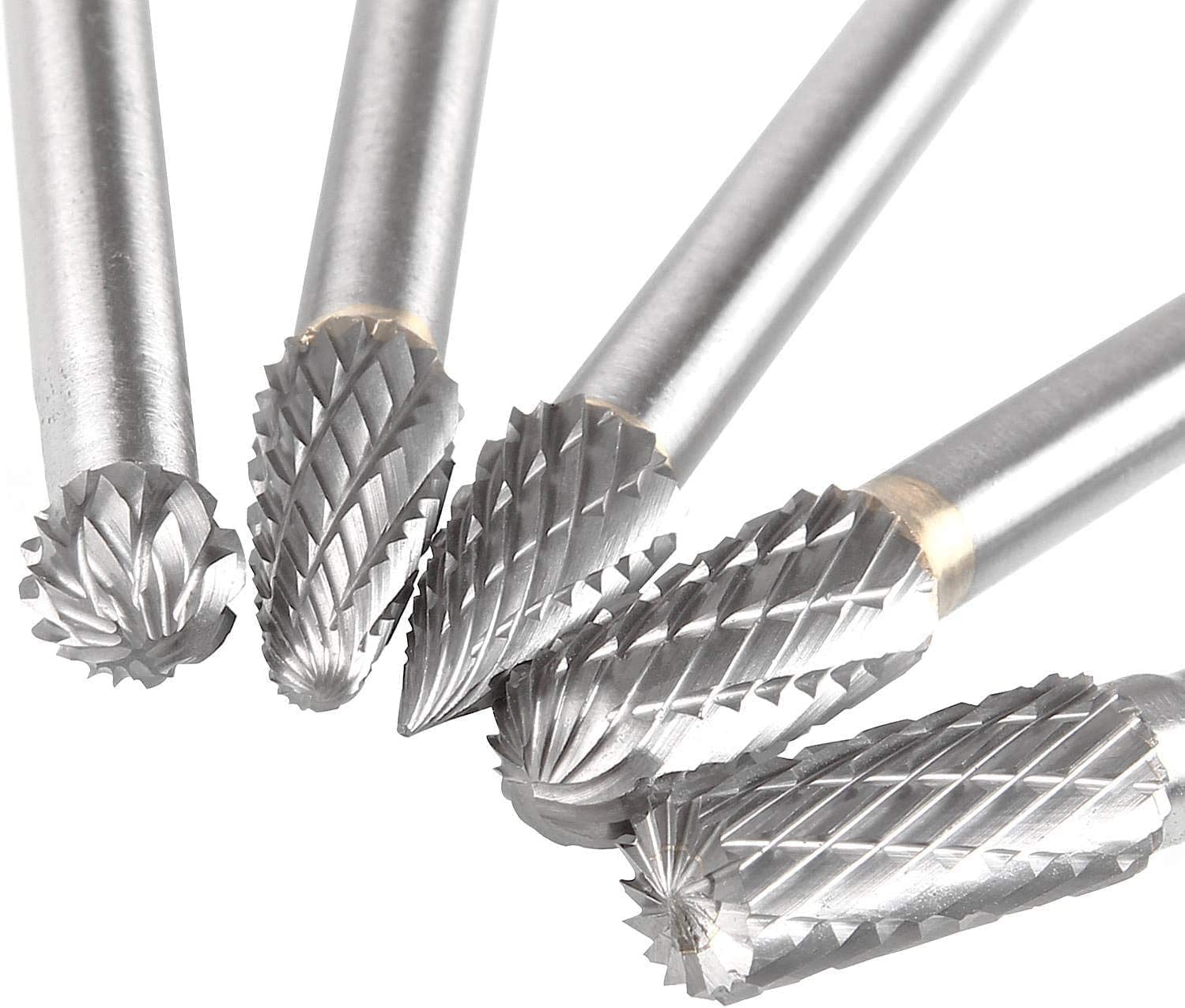 5 Pcs Premium Tungsten Steel Carbide Rotary Burr Set,10MM Head Die Grinder Bits for Die Grinder Drill, DIY Wood-Working Carving, Drilling, Metal Polishing