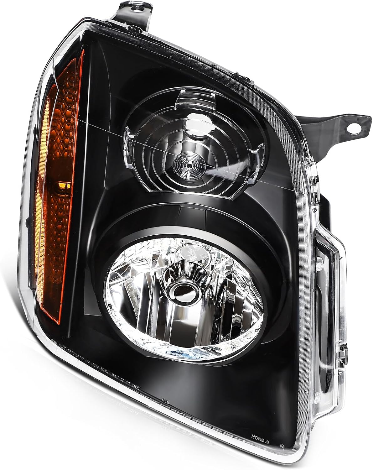 OCPTY Headlight Assembly Pair Replacement For 2007-2014 for GMC Yukon 2007-2014 for GMC Yukon XL 1500 2007-2013 for GMC Yukon XL 2500 Black Housing Amber Reflector Clear Lens