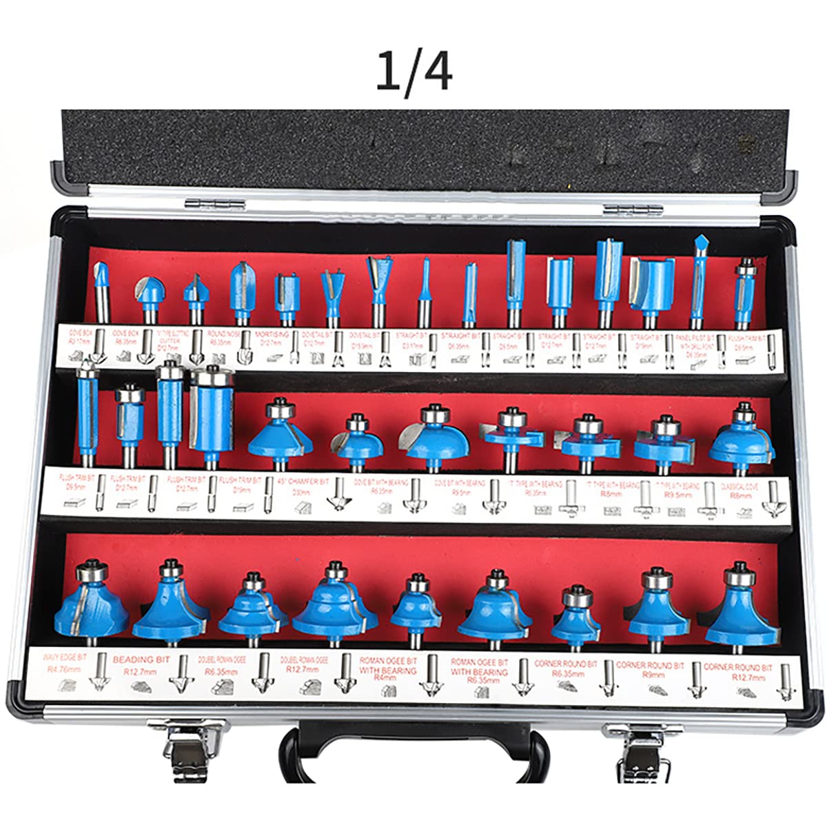 Tooloflife, set da 35 pezzi di punte per fresa con punta in carburo, kit di frese per la lavorazione del legno, frese per fresatura, utensili per trapano per fresa elettrica e trimmer