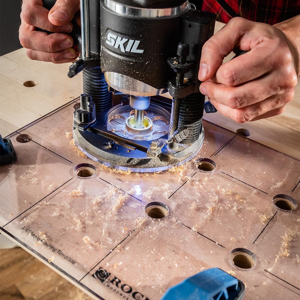 Dog Hole Routing Template for Spaced Holes - Dog Hole Template for Holding Bench Dogs, Cookies, Holdfasts & More - Non-Slip, Easy to Align Router Inlay Templates - Must Have Tools for Woodworking