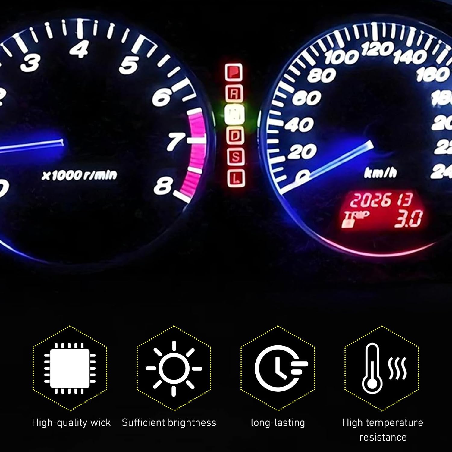 10 PCS Car T4.2 Led Instrument Bulb, 12V 3030 Chip 360 Degrees without Dead Angle High Bright Light Bulbs, Long Life Plug and Play A/C Indicator Interior Light Replacement, for Cars (White)