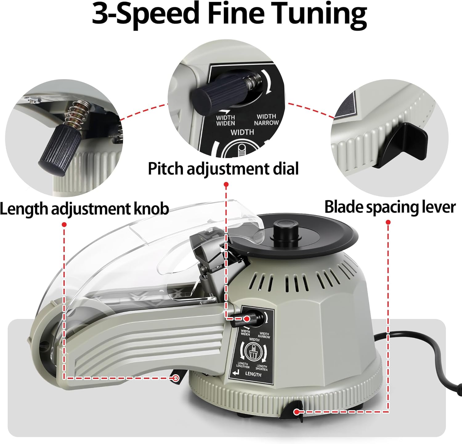 Rotary Disc Tape Cutting Machine, Automatic Tape Dispenser, 13-60mm Cutting Length, 3-25mm Tape Width, for Offices School Warehouses