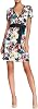 VERTIGO PARIS Womens Printed Short Sleeve Faux-Wrap Dress