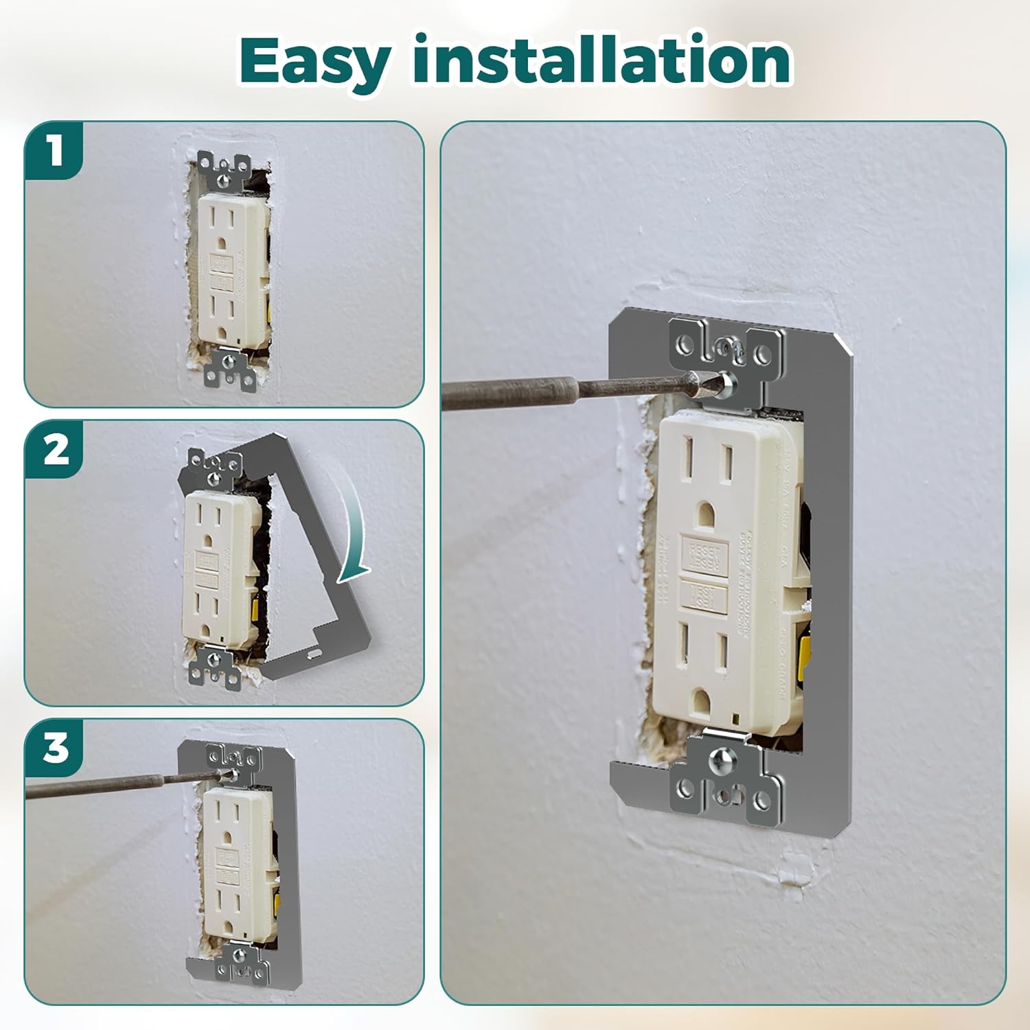 15 Pcs Wall Plate Spacers, Metal Outlet Spacers for Electrical Box, Flush Fit Leveling Plate,Outlet Shims Device Level Plates For Use With Electrical Boxes And Receptacles