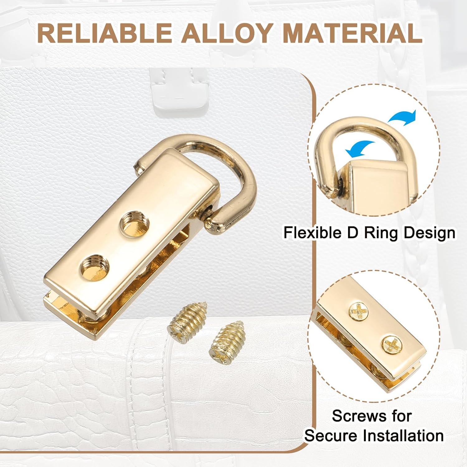 PATIKIL Bag Side Clip Buckle, Metal Purse Suspension Clasp Suspending Handbag Chain Strap Connector with D Ring image 3