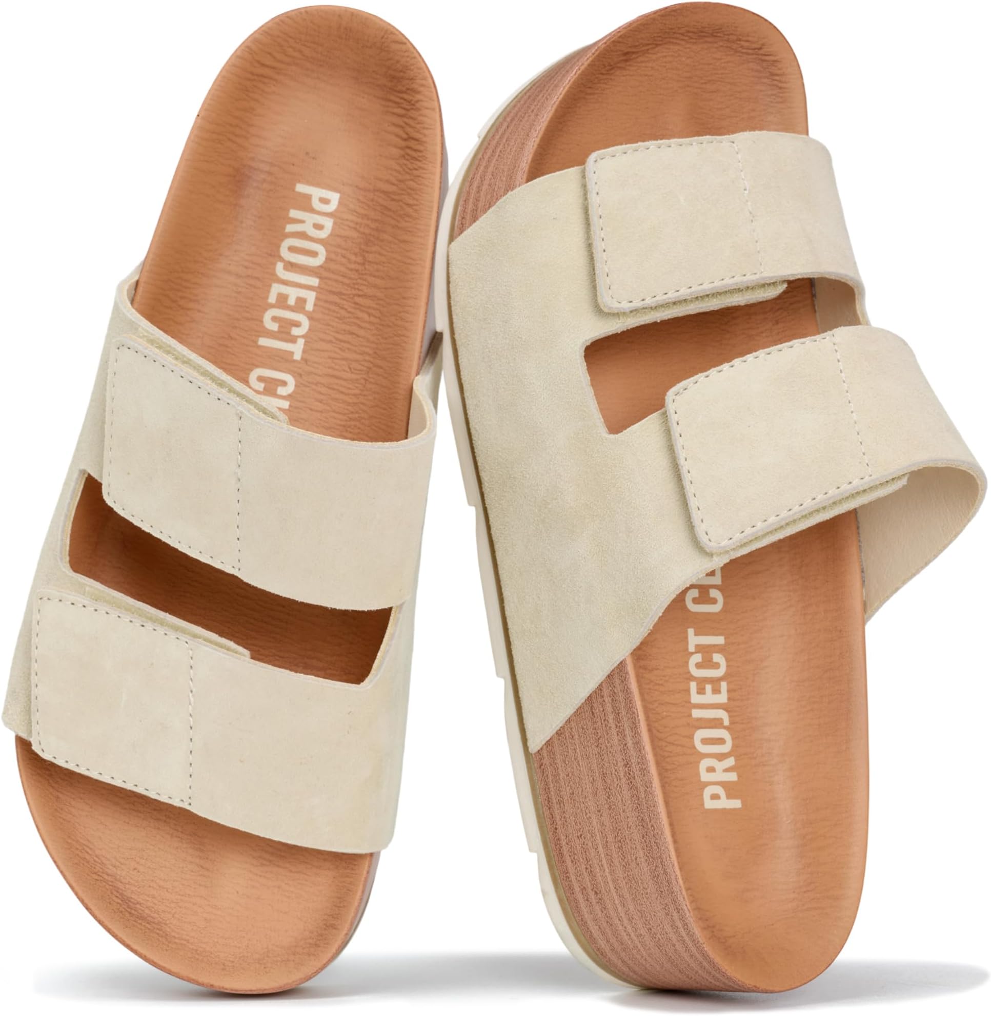 Project Cloud 100% Genuine Leather Platform Sandals Women Footwear-Beach Essentials Summer Wedges with Plush and Soft Insole-Non Slip & Lightweight Wedge Sandals For Women 2026