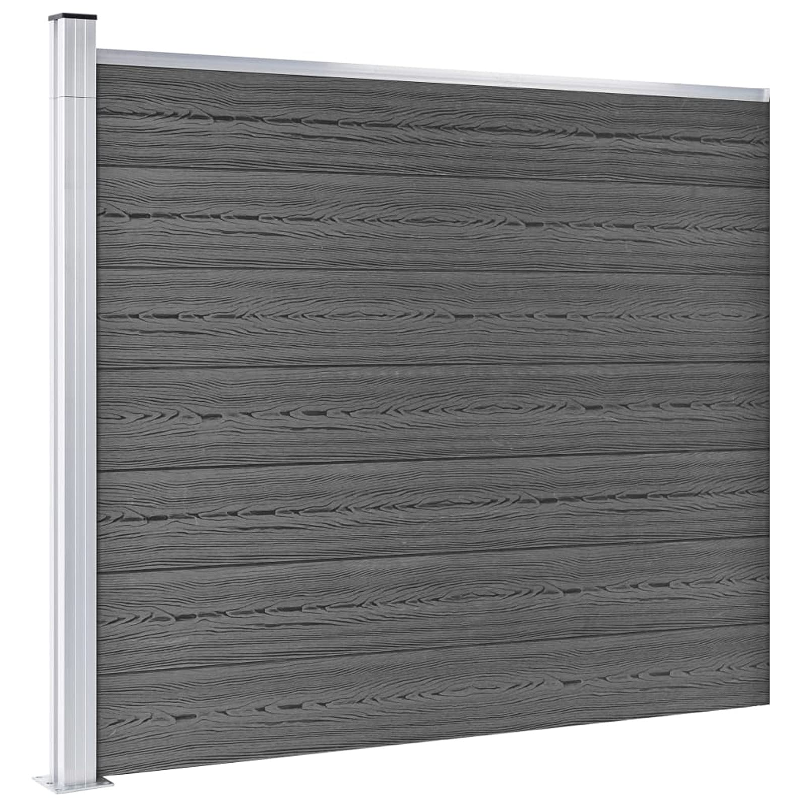 BaraSh Set de Paneles de Valla WPC Negro 353x146 cm Panel Madera Vallas De Madera Jardin