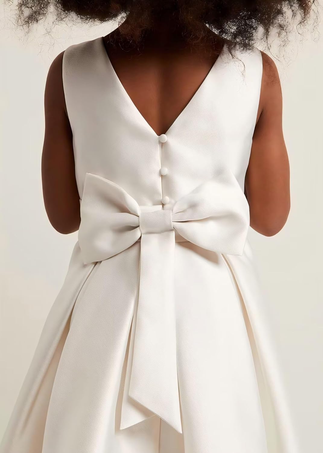 Satin Flower Girl Dress Sleeveless Girls Party Dresses for Wedding Pageant First Communion Gown with Bowknot - Image 3
