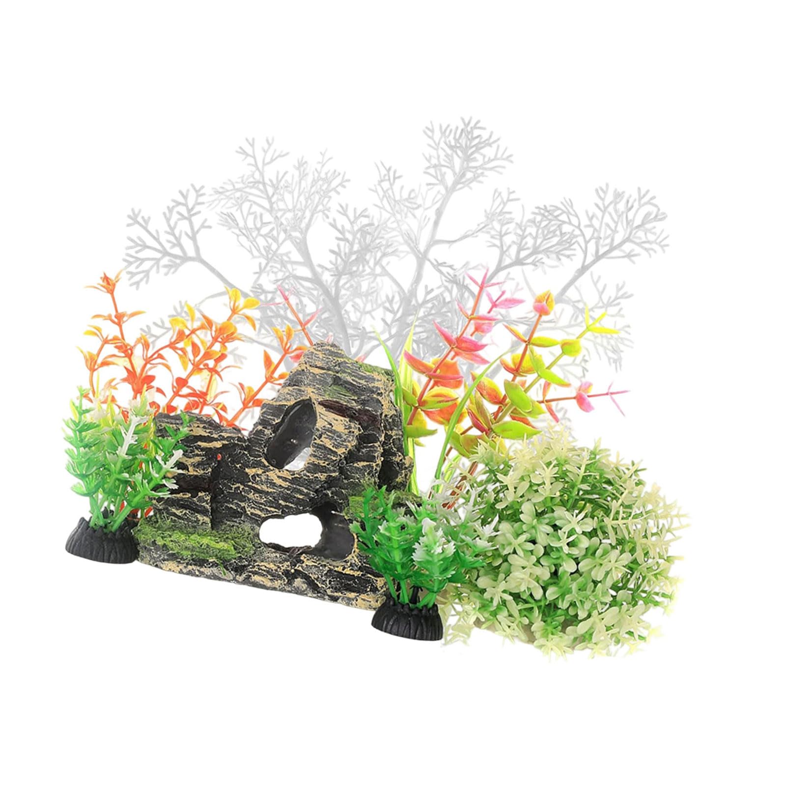 Oxxggkao Fishtanks Scene Decoration with 7Pieces Artificial Fishtanks Plant and Cave Rock Aquariums Landscaping Corals Grass Aquariums Landscape Plant