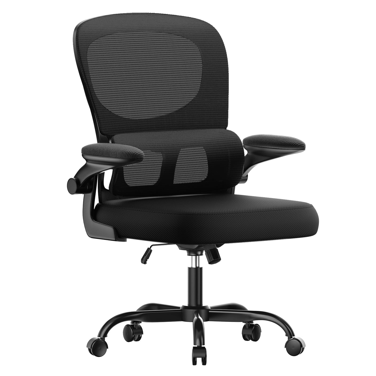 naspaluro Comfy Ergonomic Office Chairs, High Big Tall Study Desk Computer Chair with Back Support, Adjustable Flip-up Armrests Black Work Chair, Swivel Comfy PC Mesh Office Chairs for Home Office — image 1