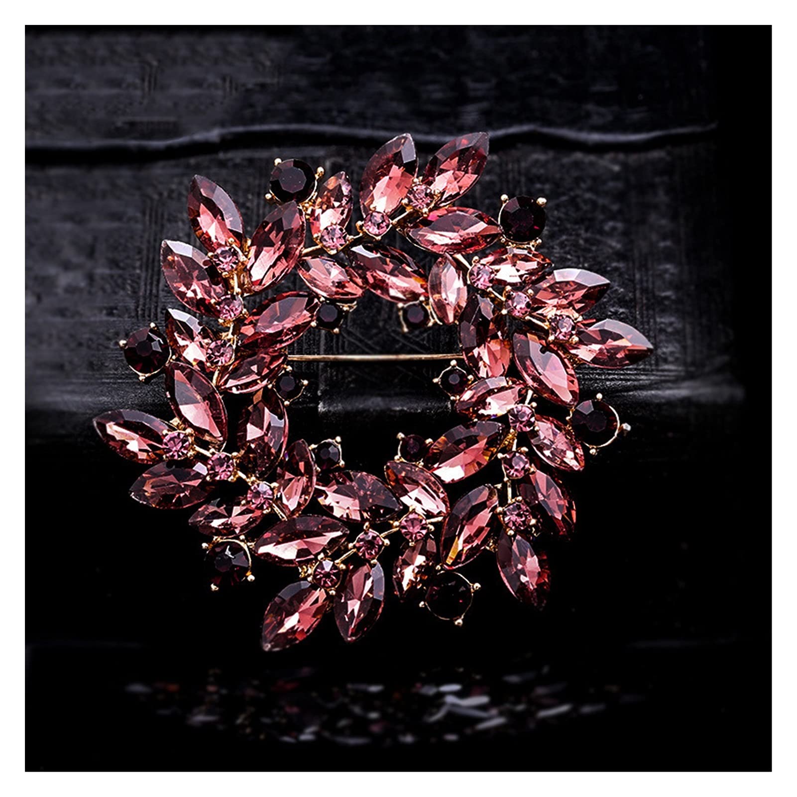 RWRAPS 3-farbige Kristall-Kranz-Blumen-Brosche, modische Broschen für Damen, Modeschmuck, feines Geschenk (Metallfarbe: Blauer Kristall) ()