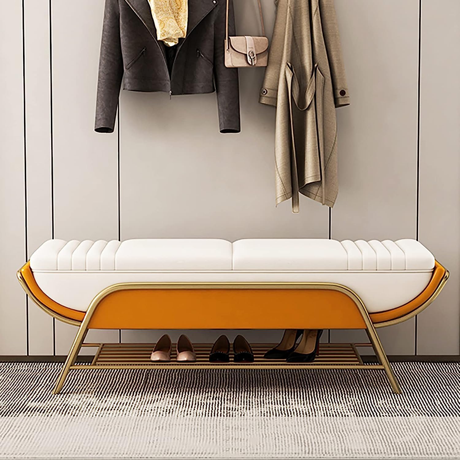 Banc de rangement multifonction Oran pour meuble chaussure discret