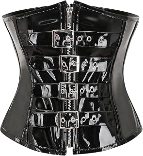 Womens PVC Leather Underbust Waist Training Body Shaper Bustier Corset Top