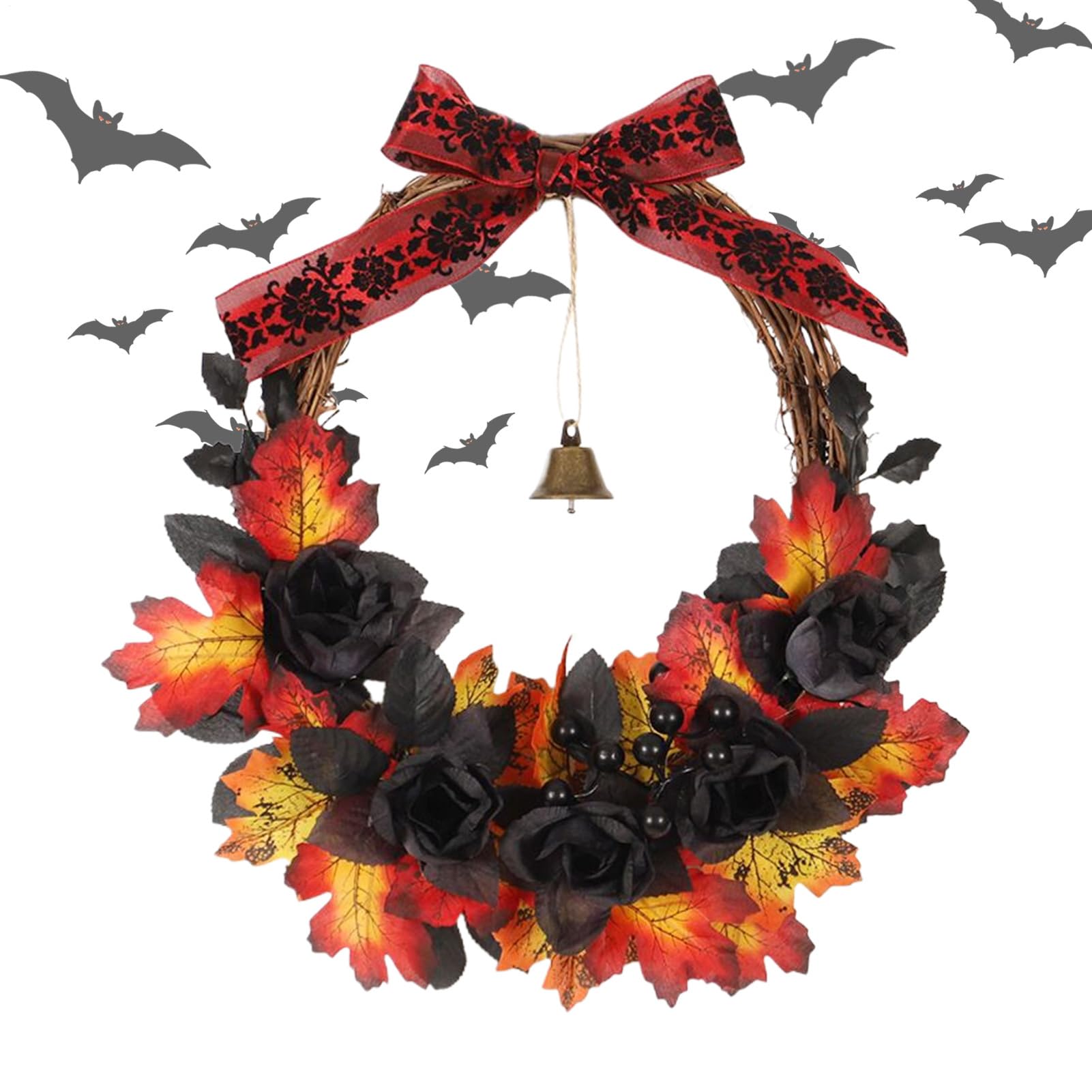Couronne d'Halloween pour porte et manteau de cheminée cosy