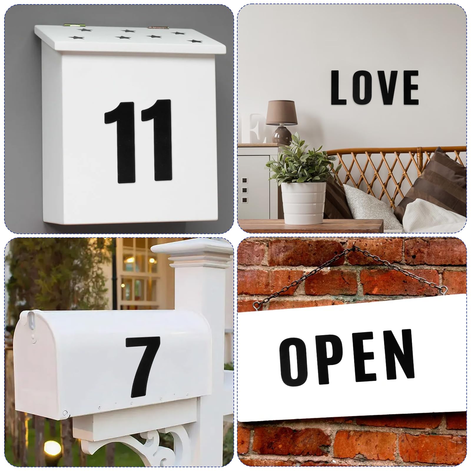 JJUNW Kit di 13 fogli di grandi adesivi in vinile con lettere dell'alfabeto, 10 cm, impermeabili, per fai da te, cassette postali, quaderni, porte, bottiglie d'acqua, auto (nero)