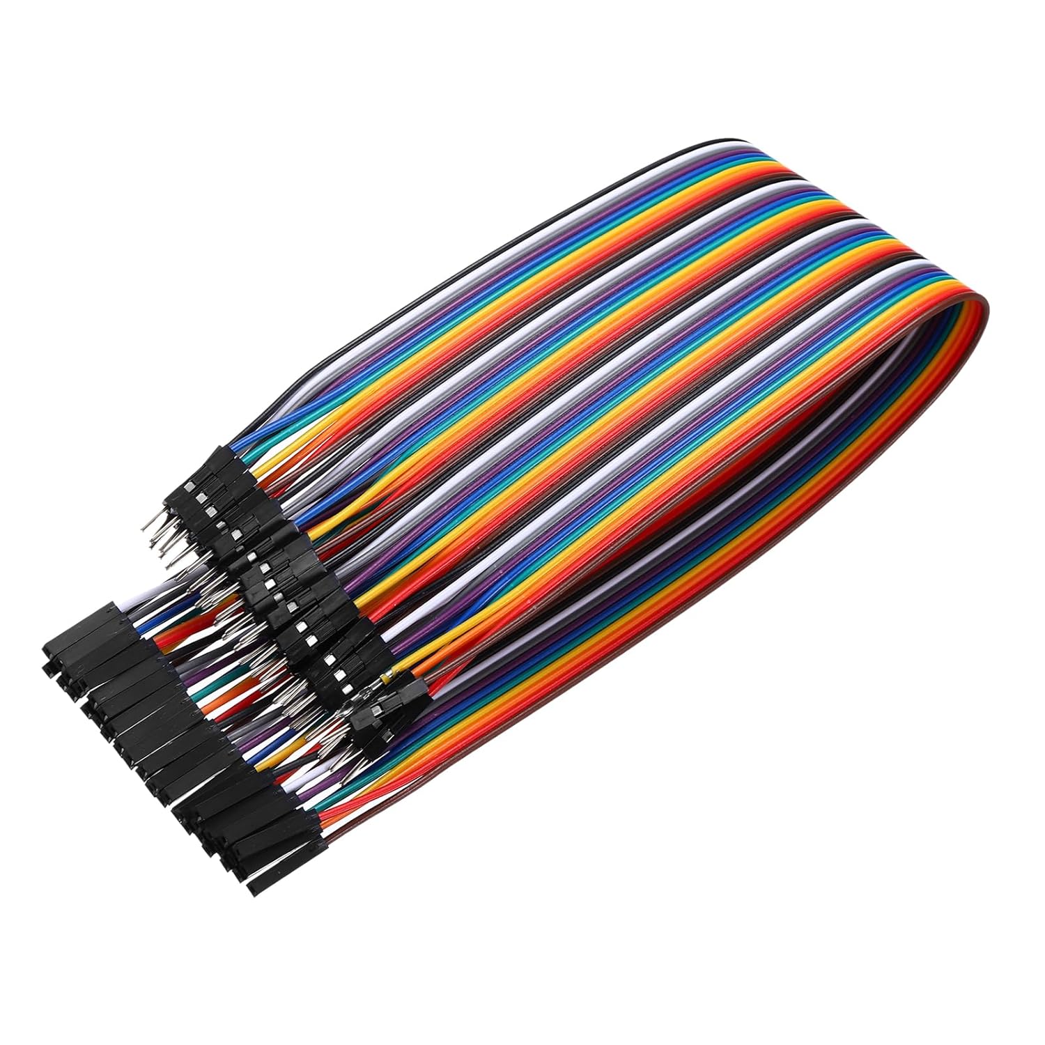 Male to Female 40Pin Breadboard Jumper Wire 2.54mm Pitch Ribbon Cable 30cm Long Electronics Breadboard Ribbon Cables for Breadboard Electronic Projects Pack of 1