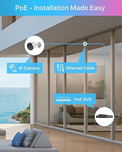 Miniatura 5 de ZOSI Sistema de cámara de seguridad PoE de 5MP 8CH con audio, 4 cámaras PoE para exteriores, visión nocturna, detección humana inteligente, acceso