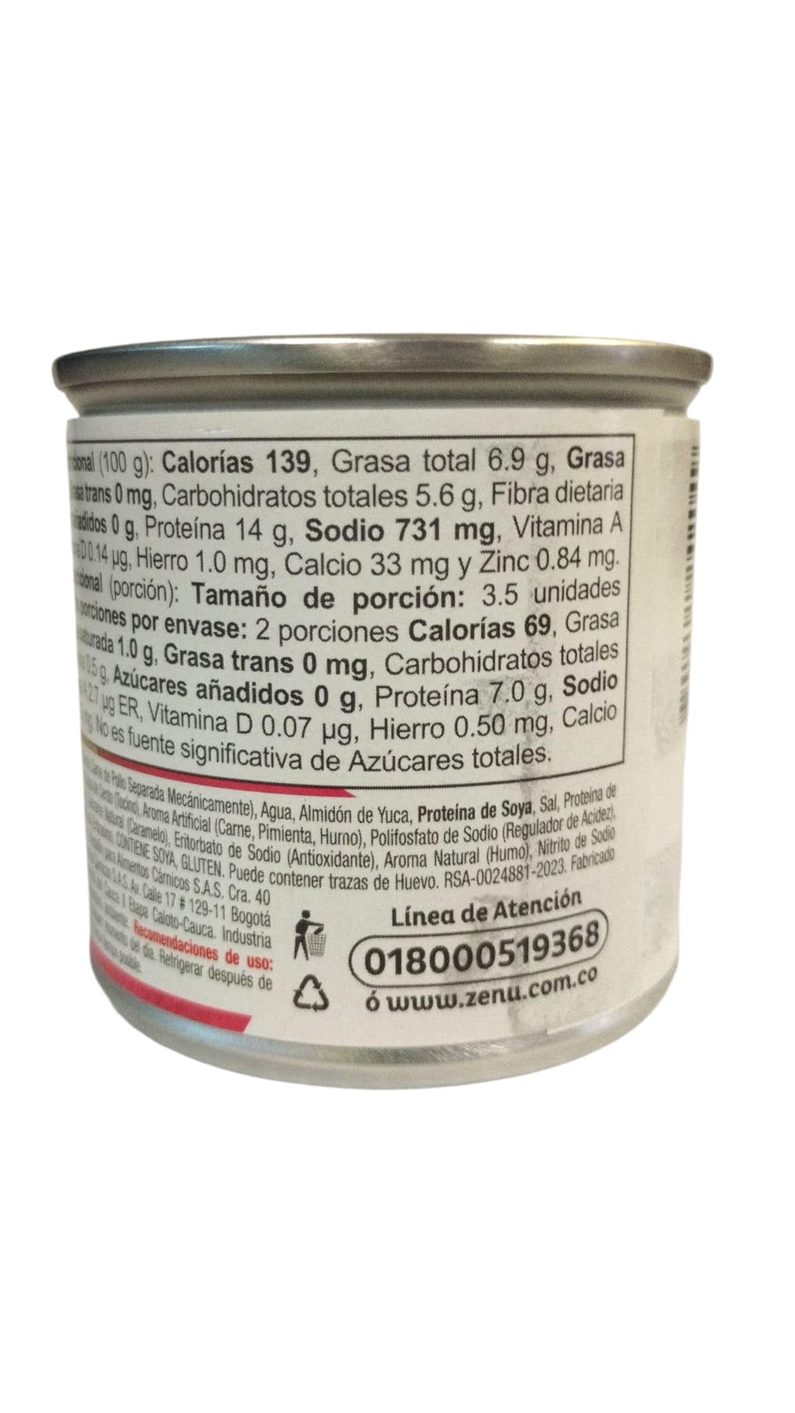 SALCHICHAS VIENA ZENU SALCHICHA MIXTA DE CERDO Y POLLO 150 GRAMOS